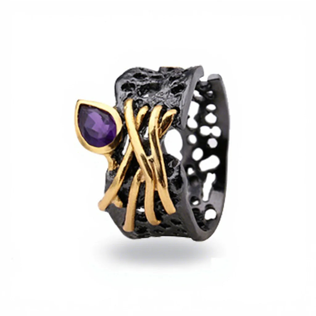 Engagement Wedding Black Plated 925 Silver Jewelry Ring Supplier