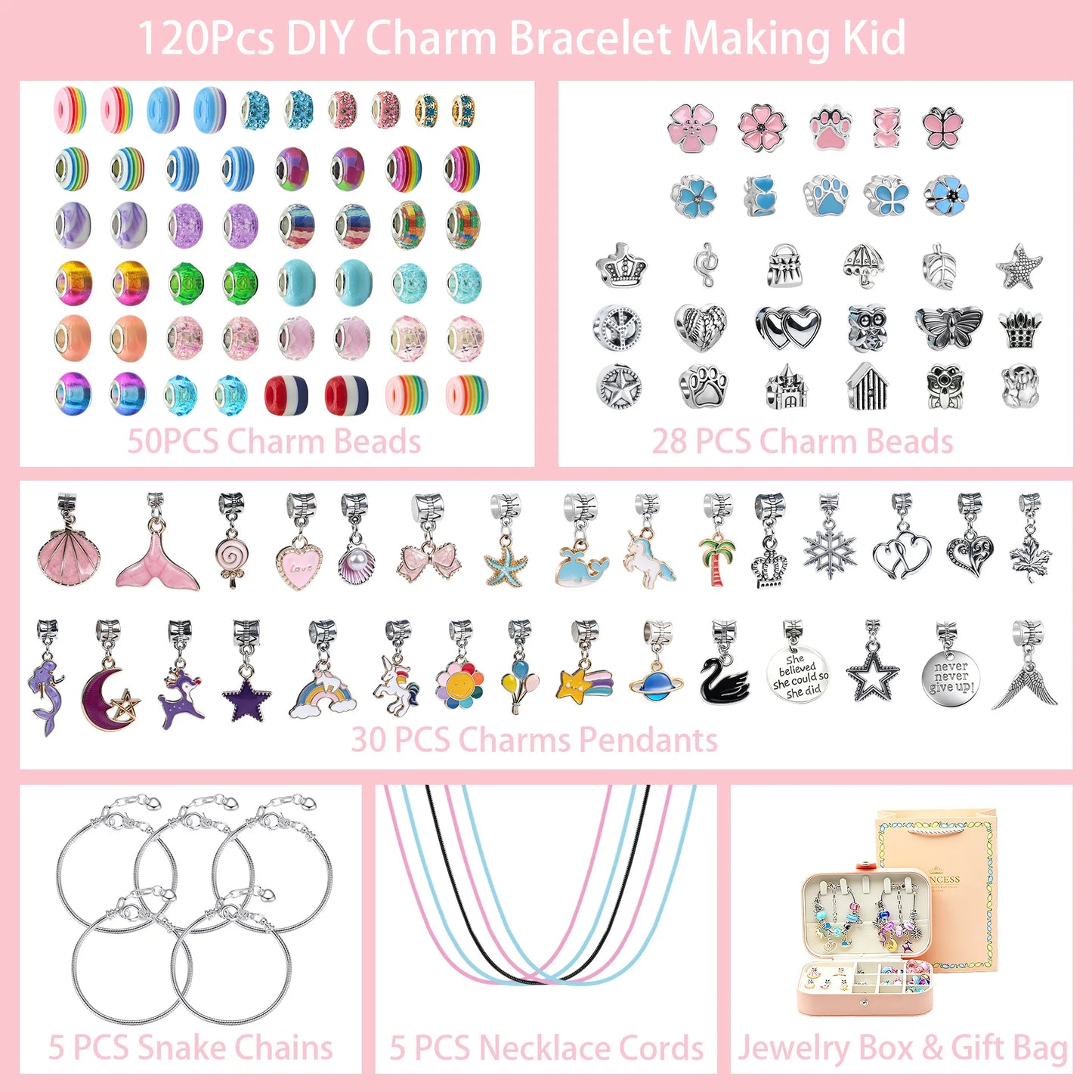 Kids Jewelry, Educational & Leisure DIY Crystal Beaded Bracelet, Gift Box Set for Girls Birthday