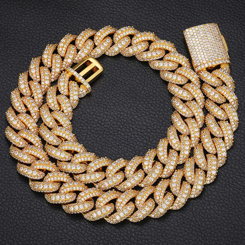 Joker Tide 5mm-18mm Bubble Cuban Chain Necklace for Men Personalized Hip-Hop Street Style Zircon Jewelry Sets Street Fashion