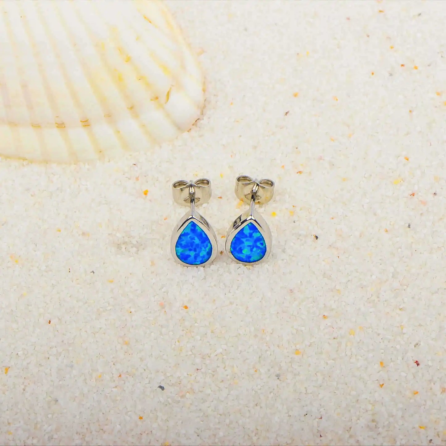 Dainty Blue Opal Teardrop Earrings  Cute Fairy Inspired Jewelry Bulk Supply for Women