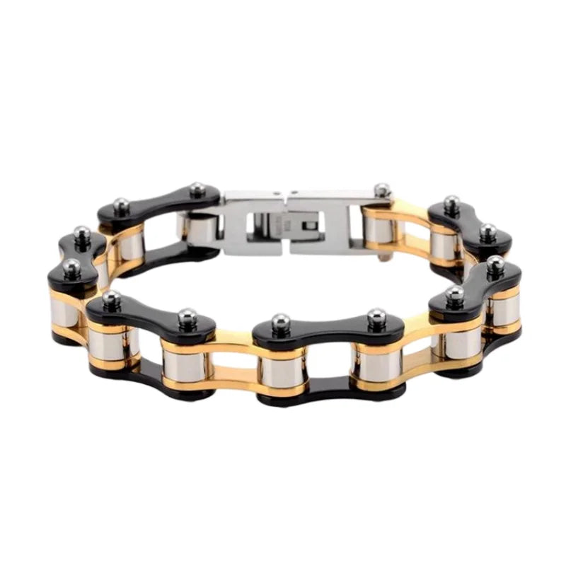 REBEL Stainless Steel Punk Style Geometric Chain Link Bracelet Rock Roll Motorcycle Bicycle Styles Matte Finis