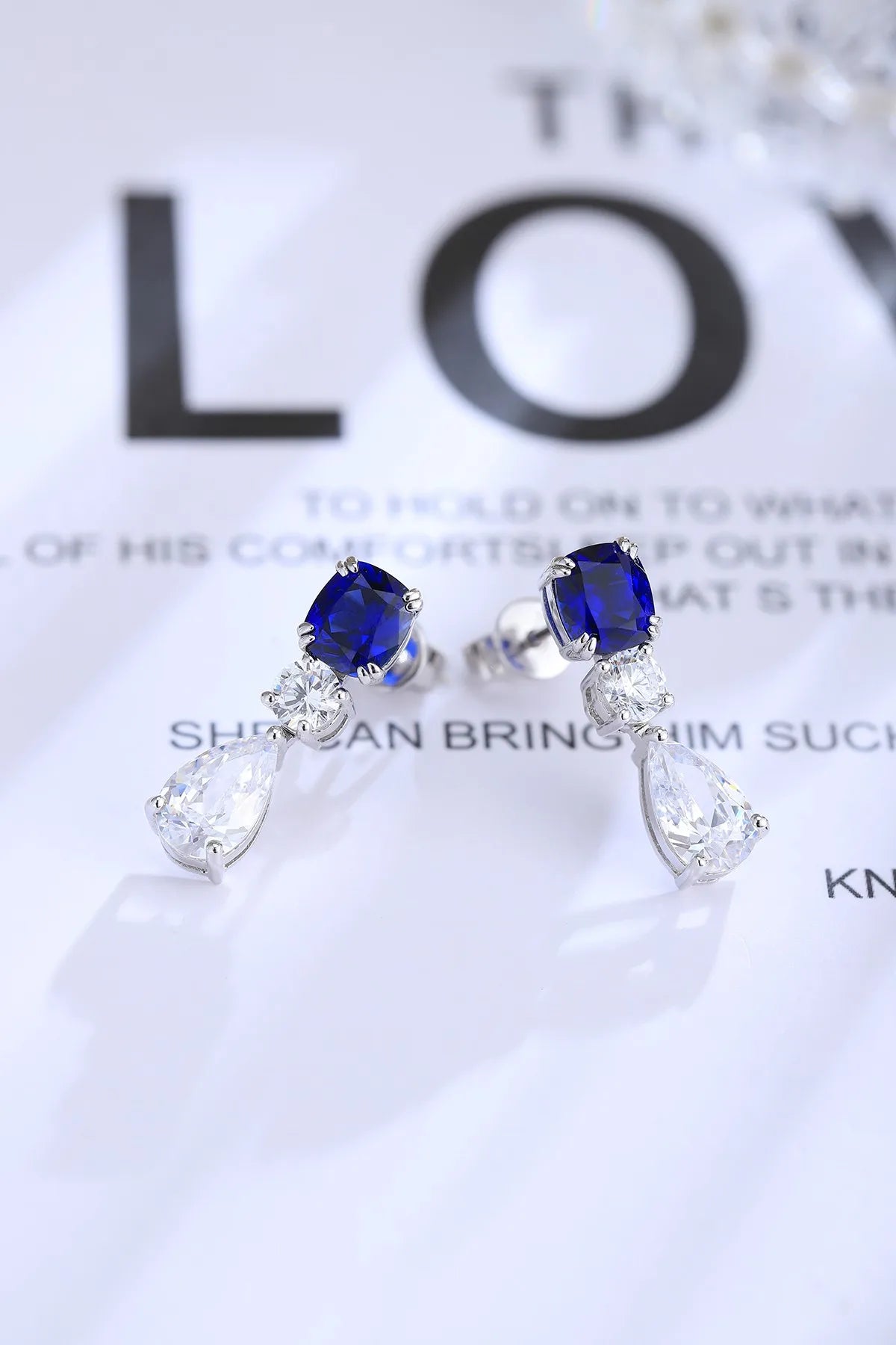 Gemfiori Anster High Quality S925 Lab Grown Sapphire Earring Stud Dainty Gemstone Stud Earrings for Women Daily Wear Gift