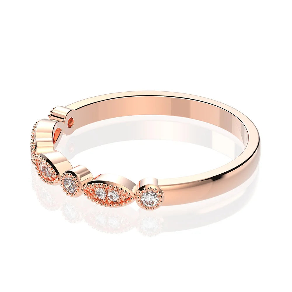 SILVERELLI Pave Row Diamond Ring | 925 Sterling Silver | White & Rose Gold
