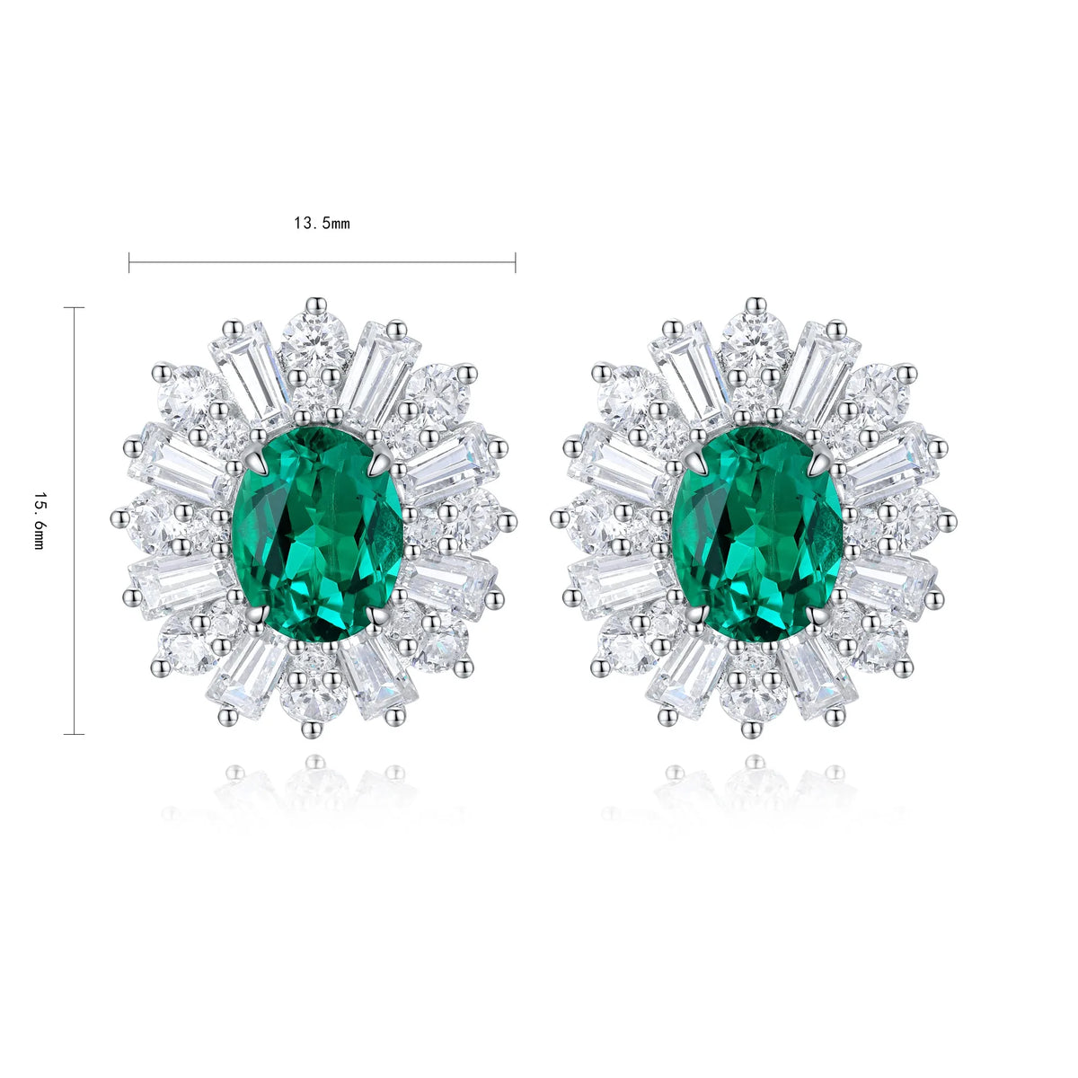 Gemfiori Anster High Quality S925 Lab Grown Emerald Earring Stud Dainty Gemstone Stud Earrings for Women Daily Wear Gift