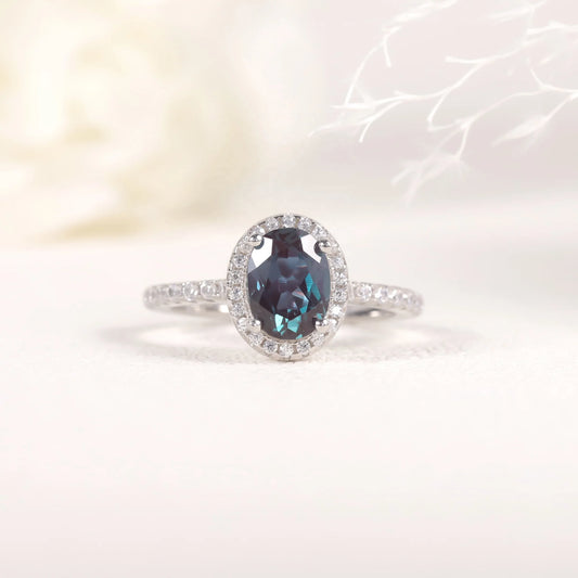 Gemfiori KH082 Abiding Manufacturer Custom Color Change Alexandrite Gemstone 925 Sterling Silver Wedding Rings