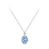 S925 Sterling Silver Dreamy Sea Blue Oval Zircon Necklace Earrings Jewelry Set | Party Birthday Gift 2-Piece Set for Women