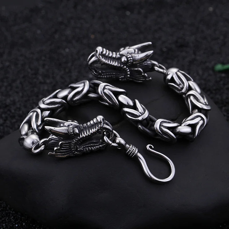 KALEN Vintage Bracelet Dragon Men Byzantine Chain Bracelets Bangles Stainless Steel