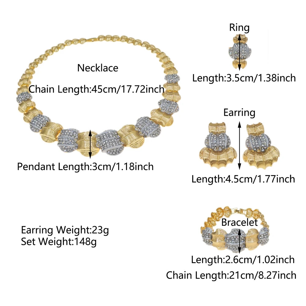 Italian Jewelry Set Alloy Brazilian Jewelry Sets Wedding Party Pendant Spiral Necklace Bracelet Ring Earrings Jewelry Set I0094