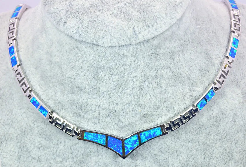 Aobao Christian Silver Plated Copper Alloy Minimalist Heart Opal Link Chain Necklace for Women Gift