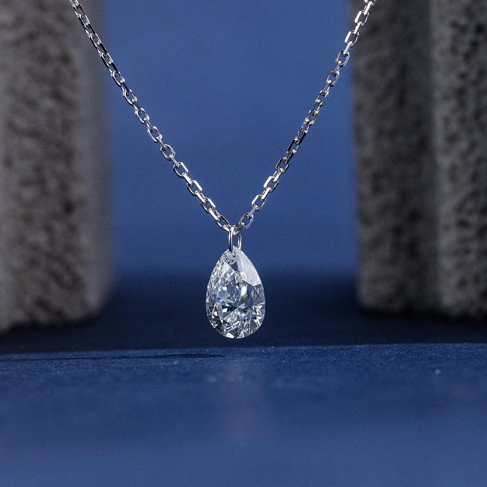 Gemfiori MSN-955 9k with 1ct Pear Cut Diamond Pendant Necklace for Woman Custom Jewelry Valentine's Gift for Girlfriend Good Price