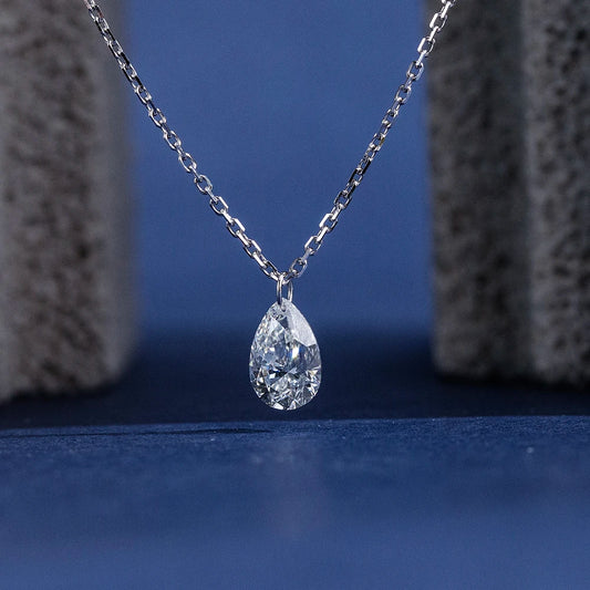 Gemfiori MSN-955 9k with 1ct Pear Cut Diamond Pendant Necklace for Woman Custom Jewelry Valentine's Gift for Girlfriend Good Price