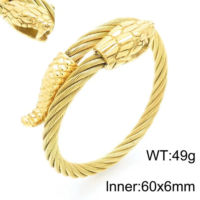 KALEN Fashion Unisex Stainless Steel Bracelets Bangles With Snake Head Charm