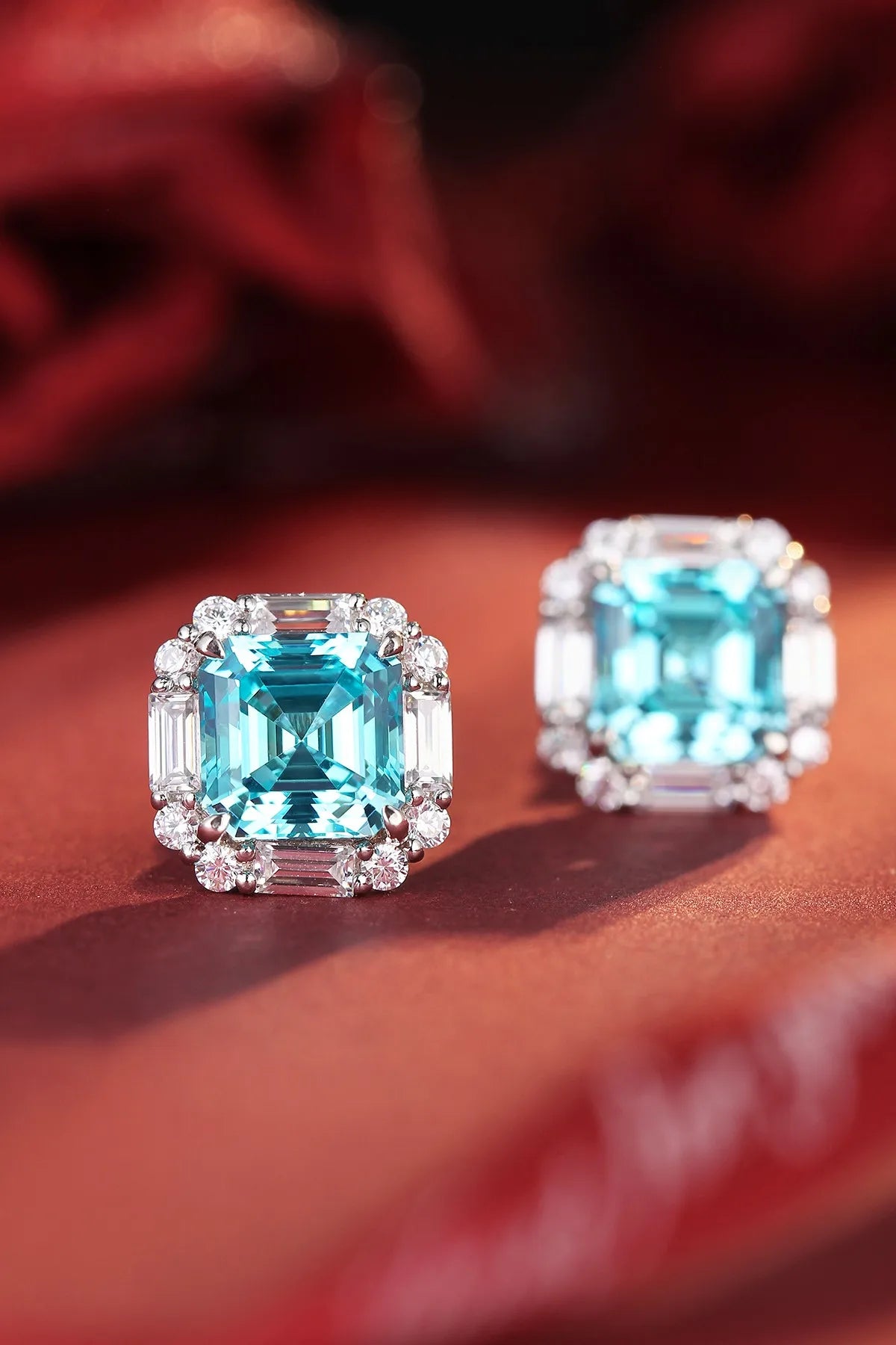 Gemfiori Anster High Quality S925 Lab Grown Paraiba Earring Stud Dainty Gemstone Stud Earrings for Women Daily Wear Gift