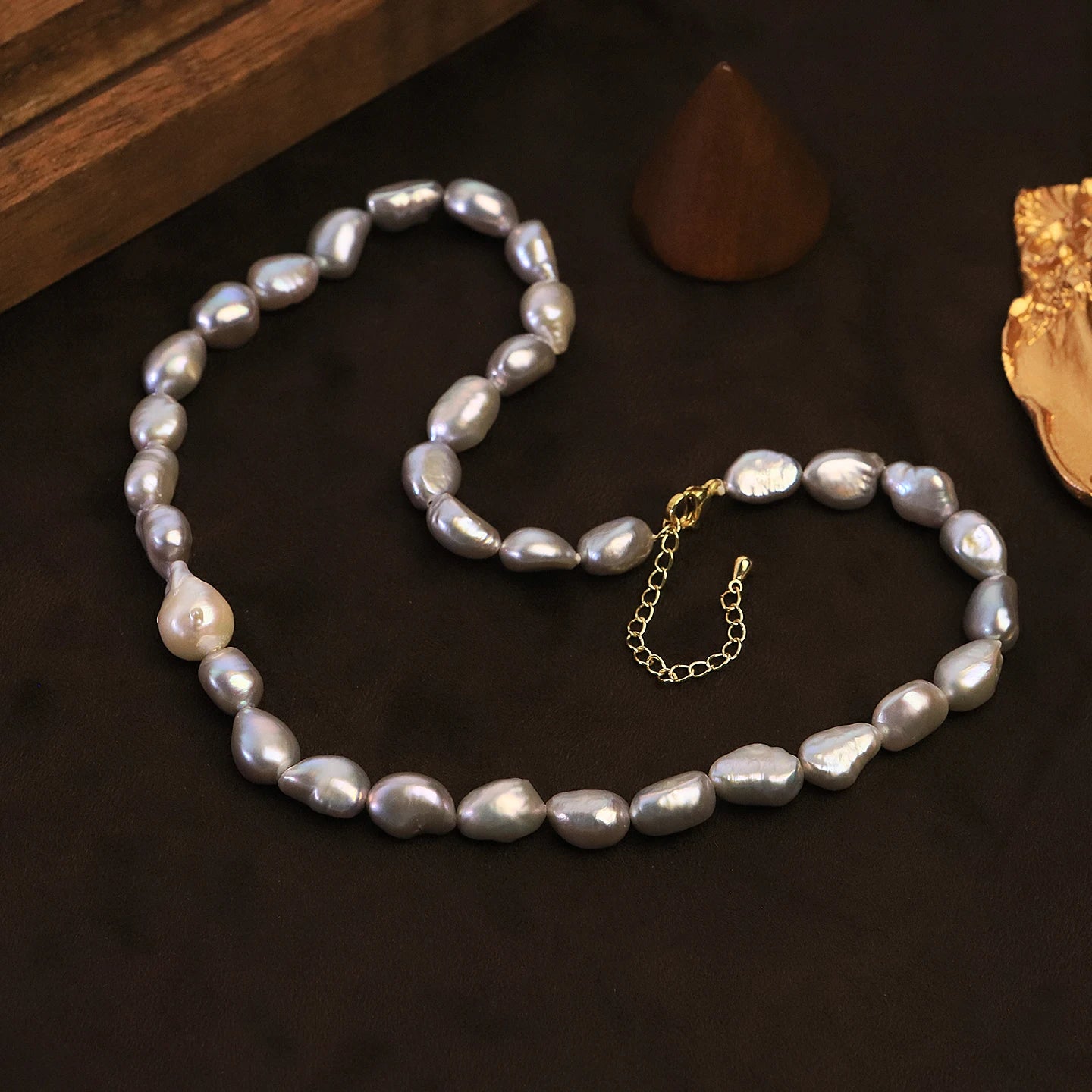 ELEGANZA Natural Baroque Freshwater Pearl Necklace for Women Daily Wear Office Banquet Elegant Pearl Necklace Fashion Jewelry