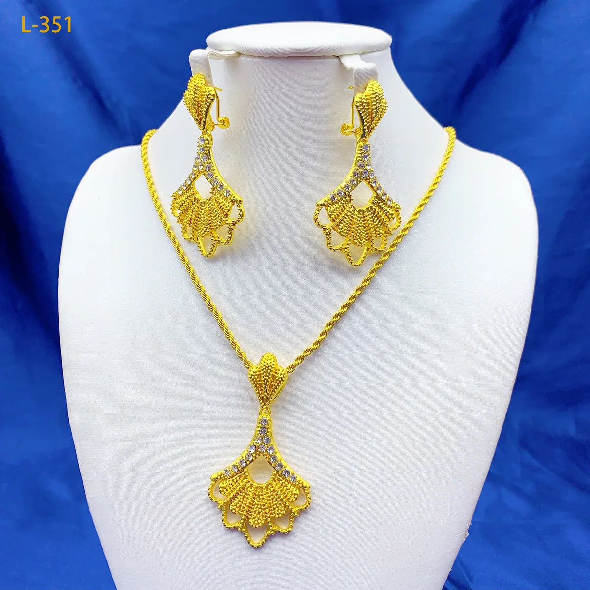 Dubai Bridal 24K Gold Plated Pendant Necklace & Earrings Set | Luxury Brass Jewellery | 15 Styles