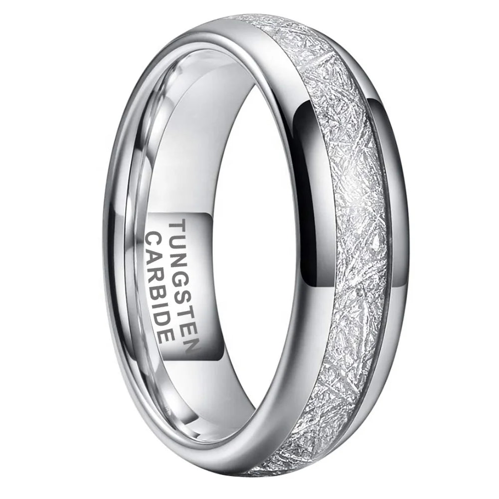 Coolstyle Jewelry 6mm Imitated Meteorite Inlay Fashion Engagement Wedding Band Tungsten Carbide Finger Ring for Men Women