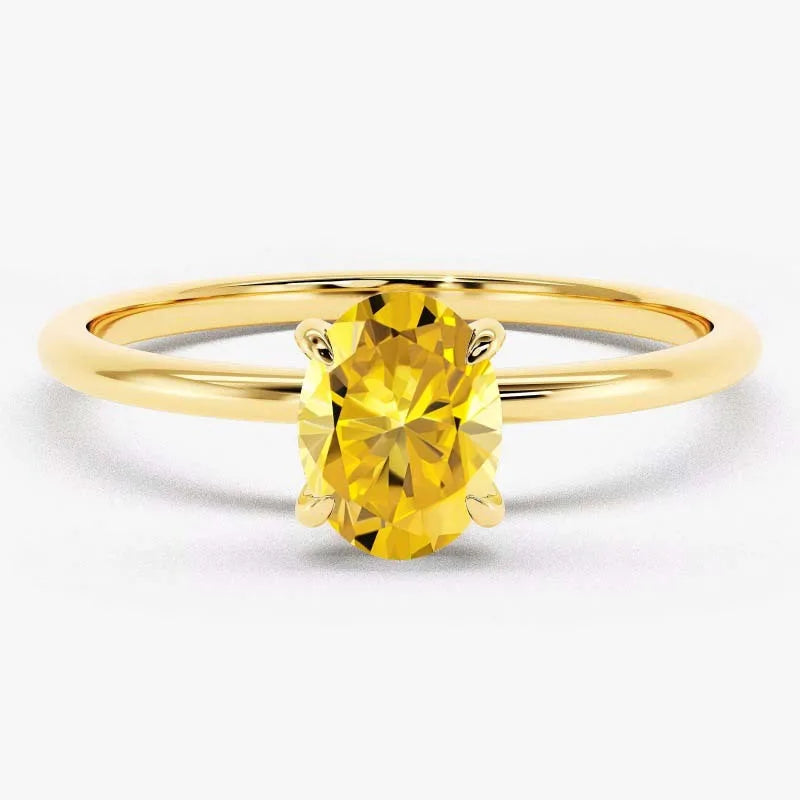 Minimalist S925 Sterling Silver Gold Plated Anti Tarnished Women's Fine Jewelry Oval Cut 0.5CT VVS GRA Colorful Moissanite Rings