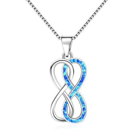 TikTok Viral Infinity Opal Necklace | Blue Eternal Love Jewelry - Ins Trendy Bulk Supply
