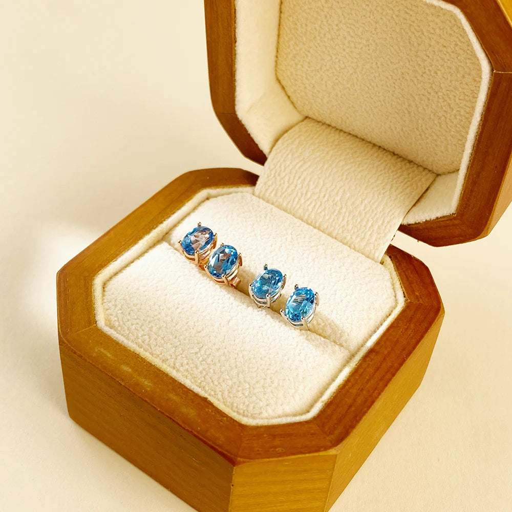 Gioiellieri 925 Sterling Silver Natural Stone Luxury Stud Earrings Gold Rhodium Plated Hypoallergenic Women's Jewelry for Wedding