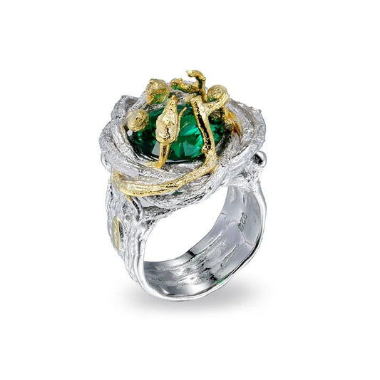 Handmade Flower Bud Design 925 Sterling Silver Ring