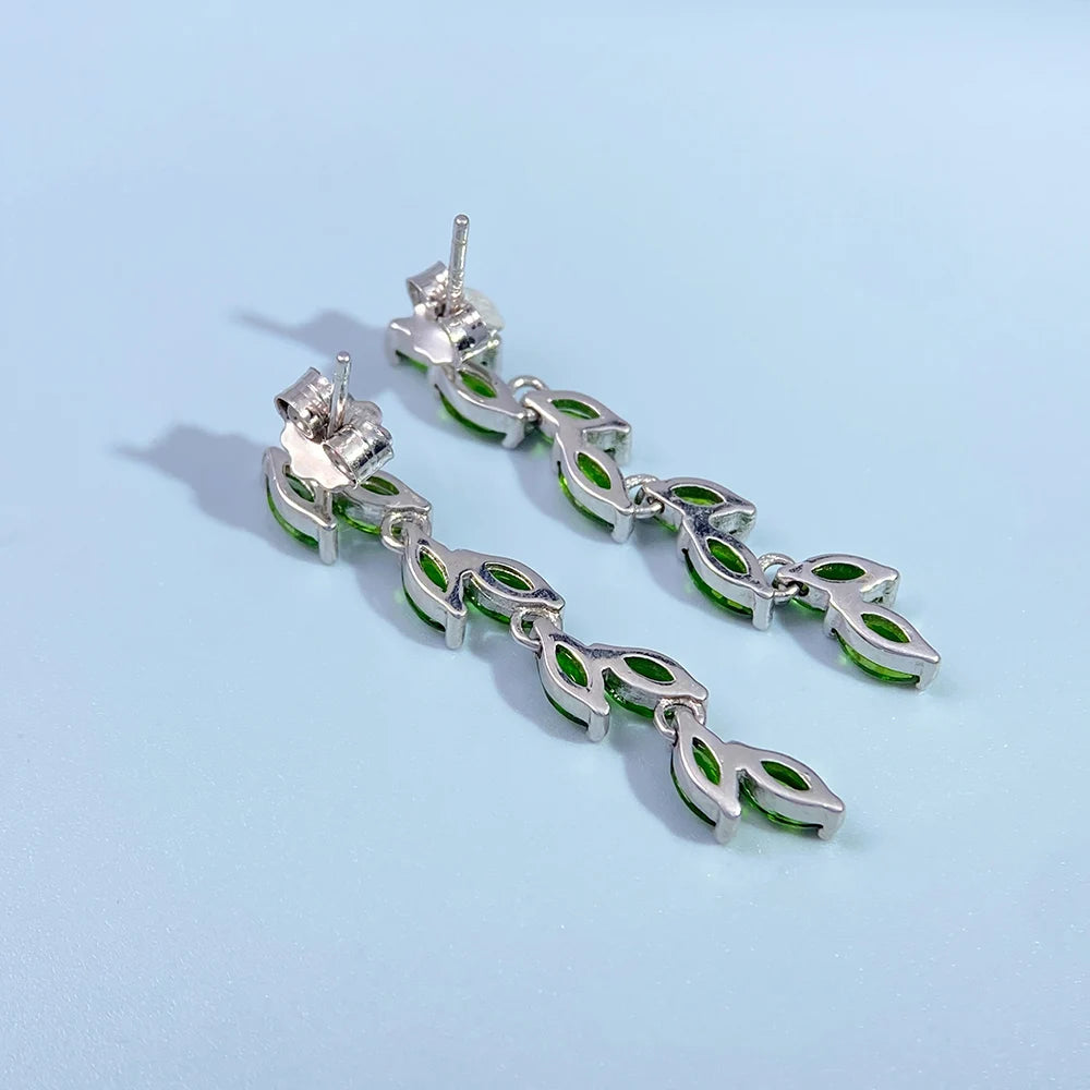 S&S Natural Chrome Diopside Drop Earrings – 925 Sterling Silver – Rhodium Plated – Collection