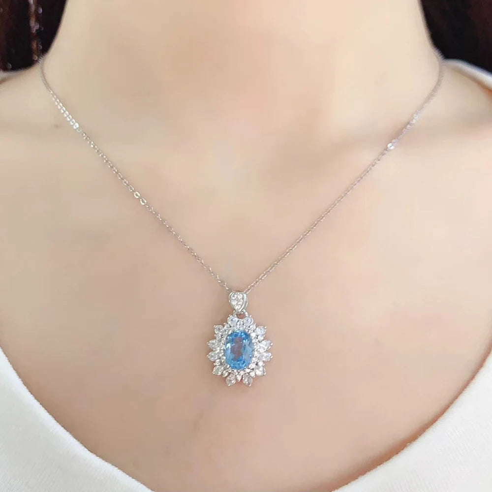 Gioiellieri Modern Minimalist 925 Sterling Silver Rhodium Plated Luxury Solitaire Fireworks Cutting Natural Crystal Pendant Necklace for