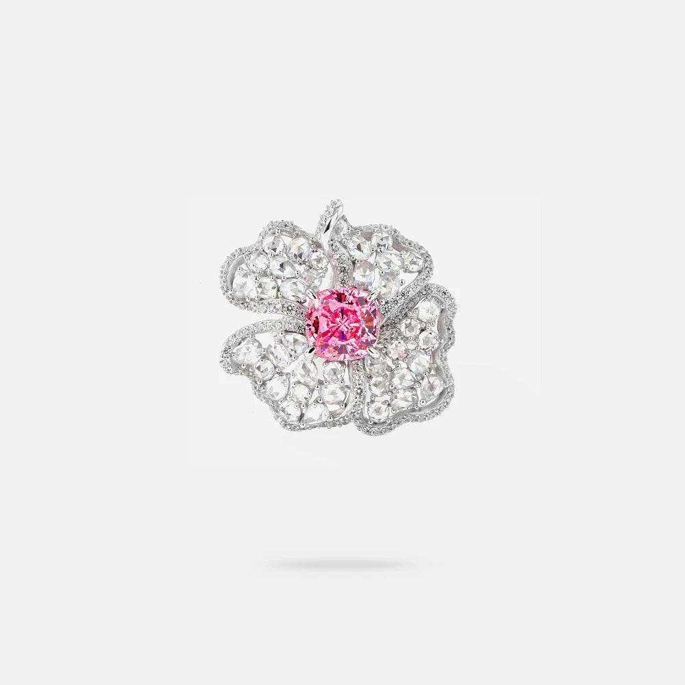 MuShan Jewelry Factory S925 Sterling Silver Rose Cut Petal Ring Light Luxury and High End Accessory European and American Style