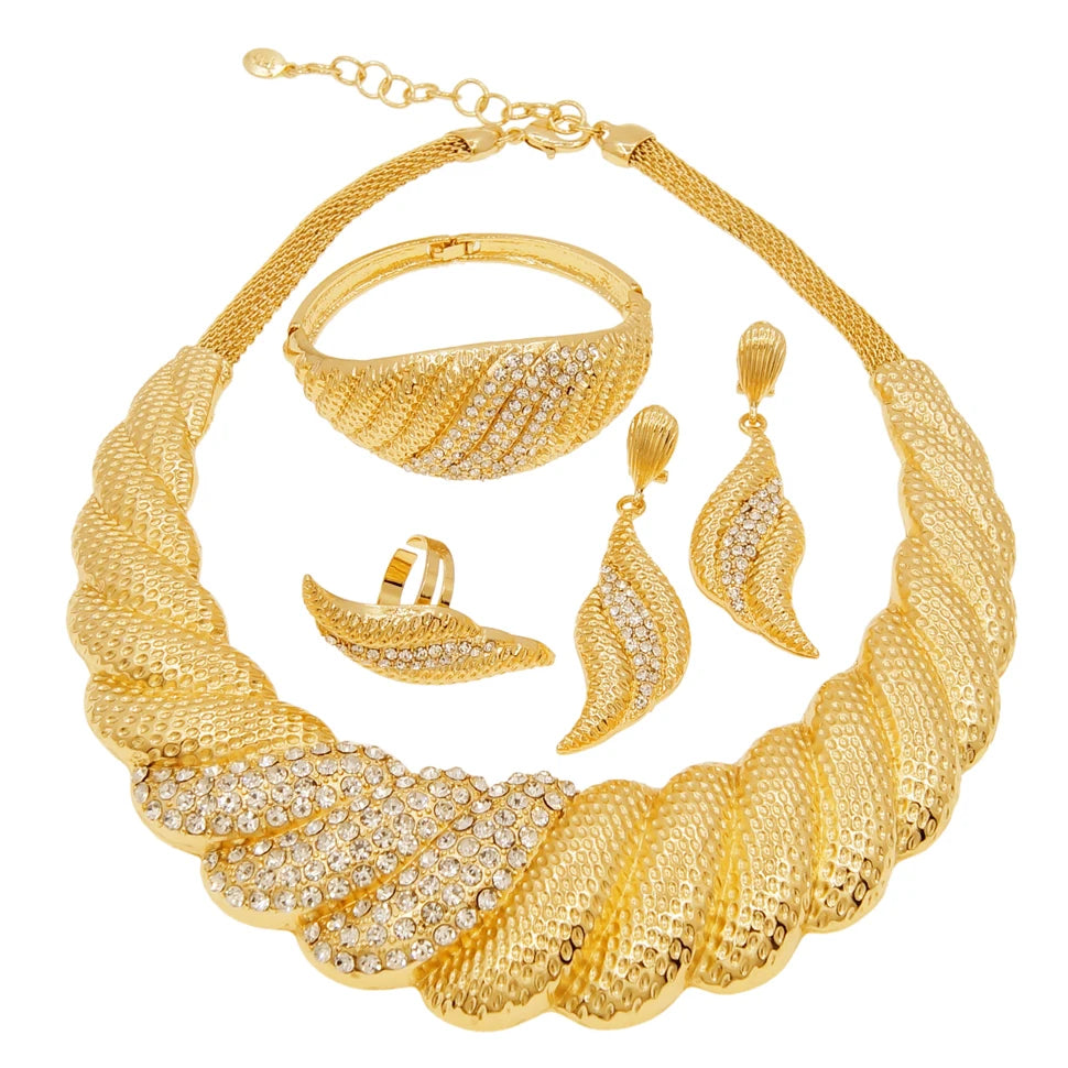 Zhuerrui Italian Gold Luxury Wedding Jewelry Sets White Bead Necklace Bracelet Jewellery Set Exquisite Cheap Price Gifts H00384