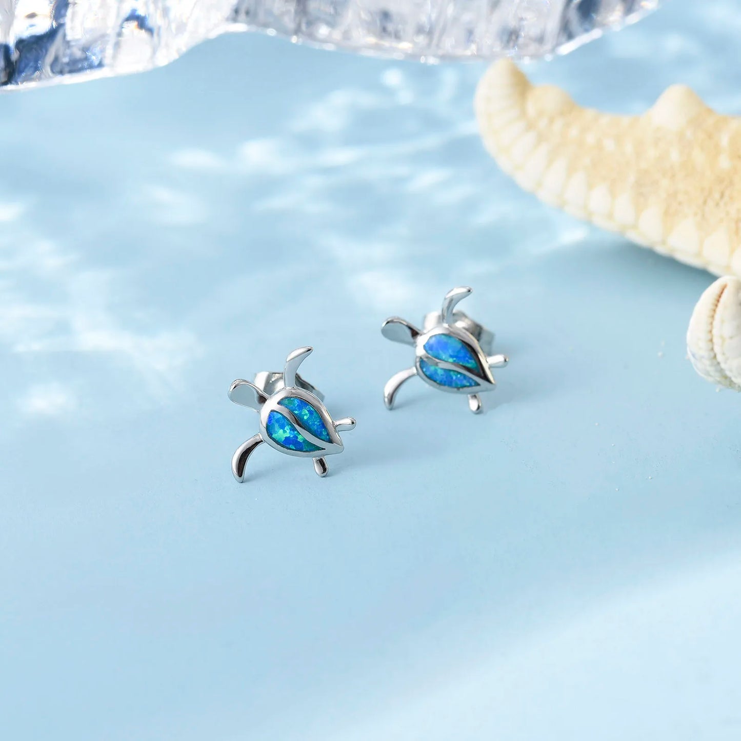 Aobao Water Drop-shaped Alloy Sea Turtle Earrings