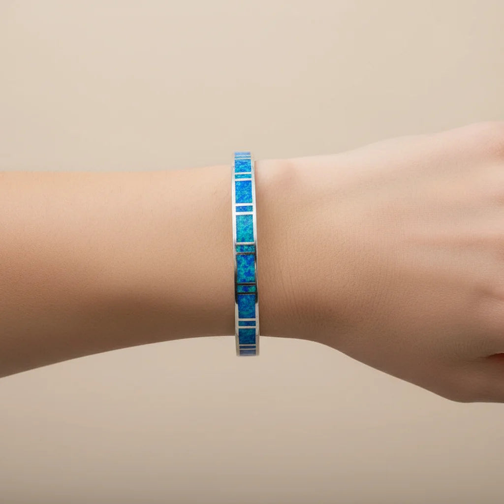 Opal Hawaii Square Shape Bracelet Plated Women's Trendy Cuff Bracelet Handmade Inlaid Opal for Anniversary Wholesale