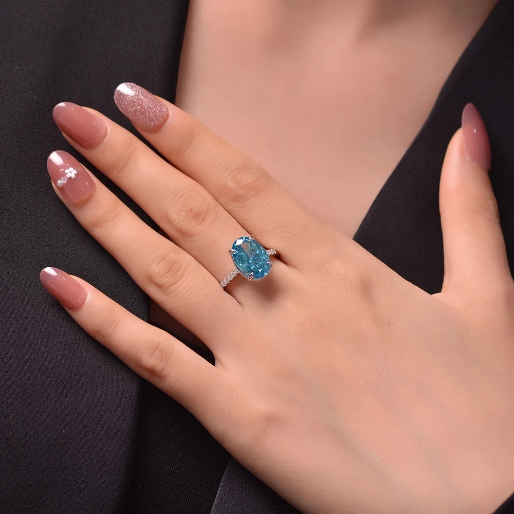 MuShan 4ct High Carbon Diamond Platinum Plated Women's Wedding Ring Pave Setting 925 Sterling Silver Luxury Jewelry for Party