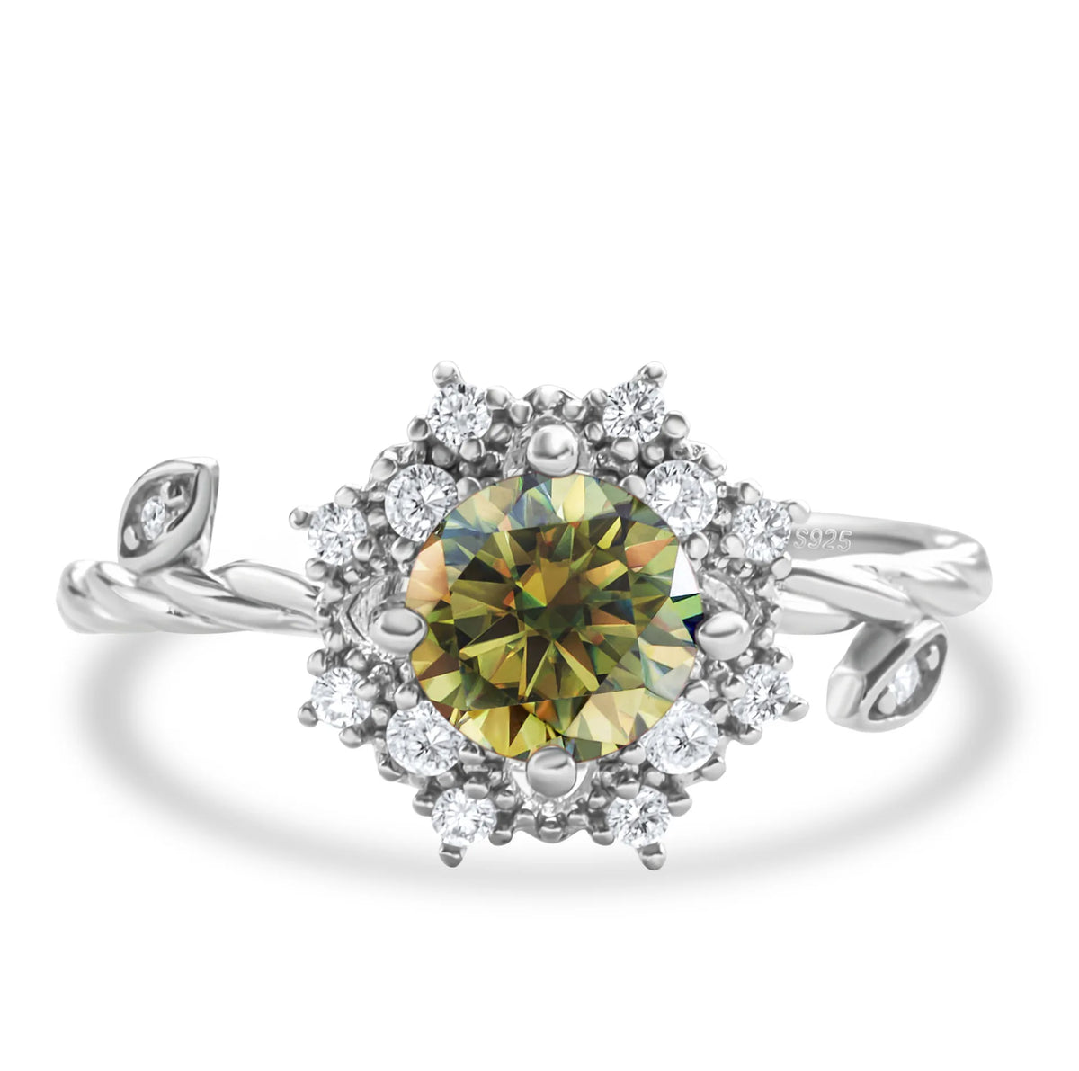 ArtistA Popular Fashion Jewelry 925 Sterling Silver Brilliant Round Cut 1CT VVS GRA Colored Moissanite Flower Rings for Women