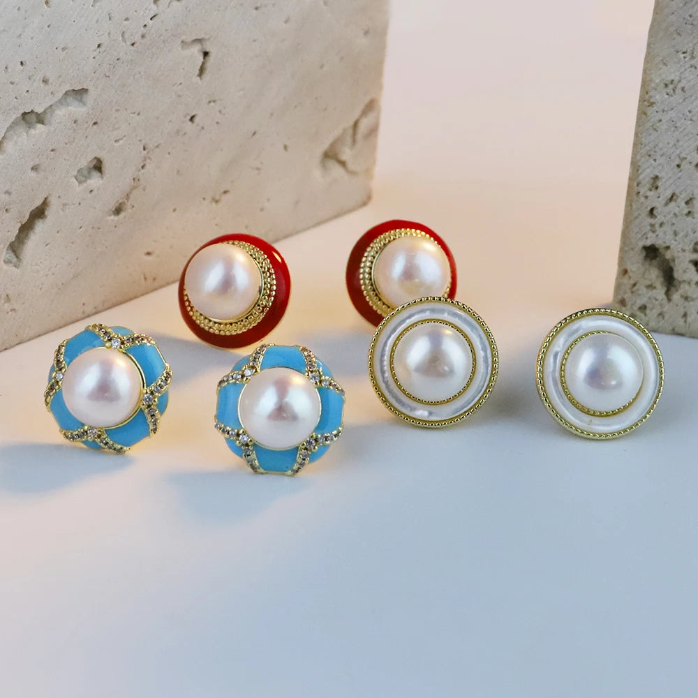 Natural Freshwater Pearl Stud Earrings for Women, Delicate Niche, High-end Earrings, Fashionable  Luxury Temperament Earrings