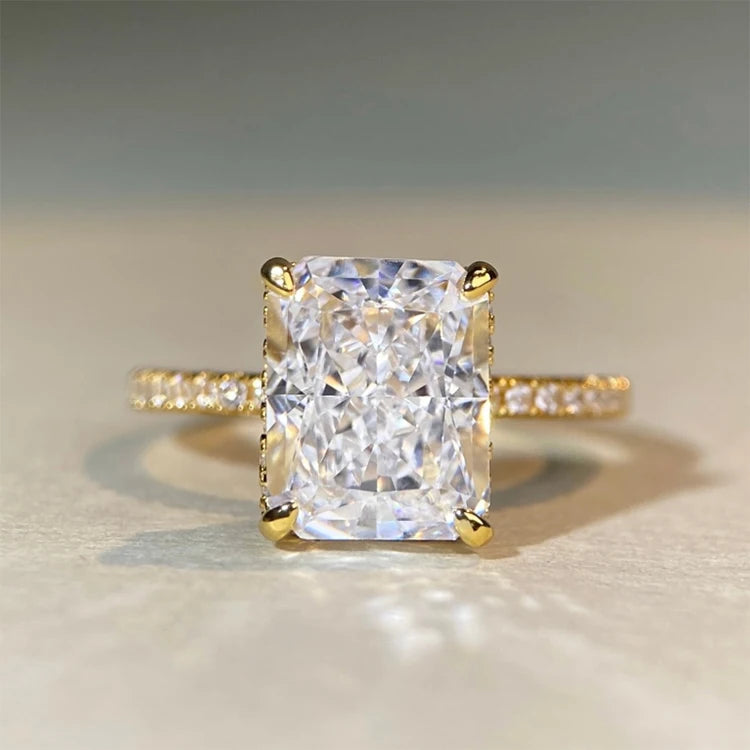S&S 925 Silver Crushed Ice Cut CZ Ring | 5A+ Zirconia | Engagement & Wedding | Rhodium-Plated