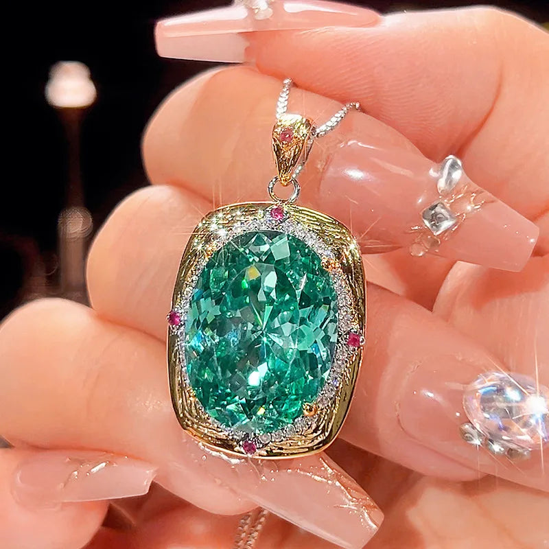 Gemfiori New Fashion Vintage Royal Elegant Jewelry Cushion Cut Purple Gem Halo Pendant Necklace Earrings Ring Luxury Party Gifts for Her