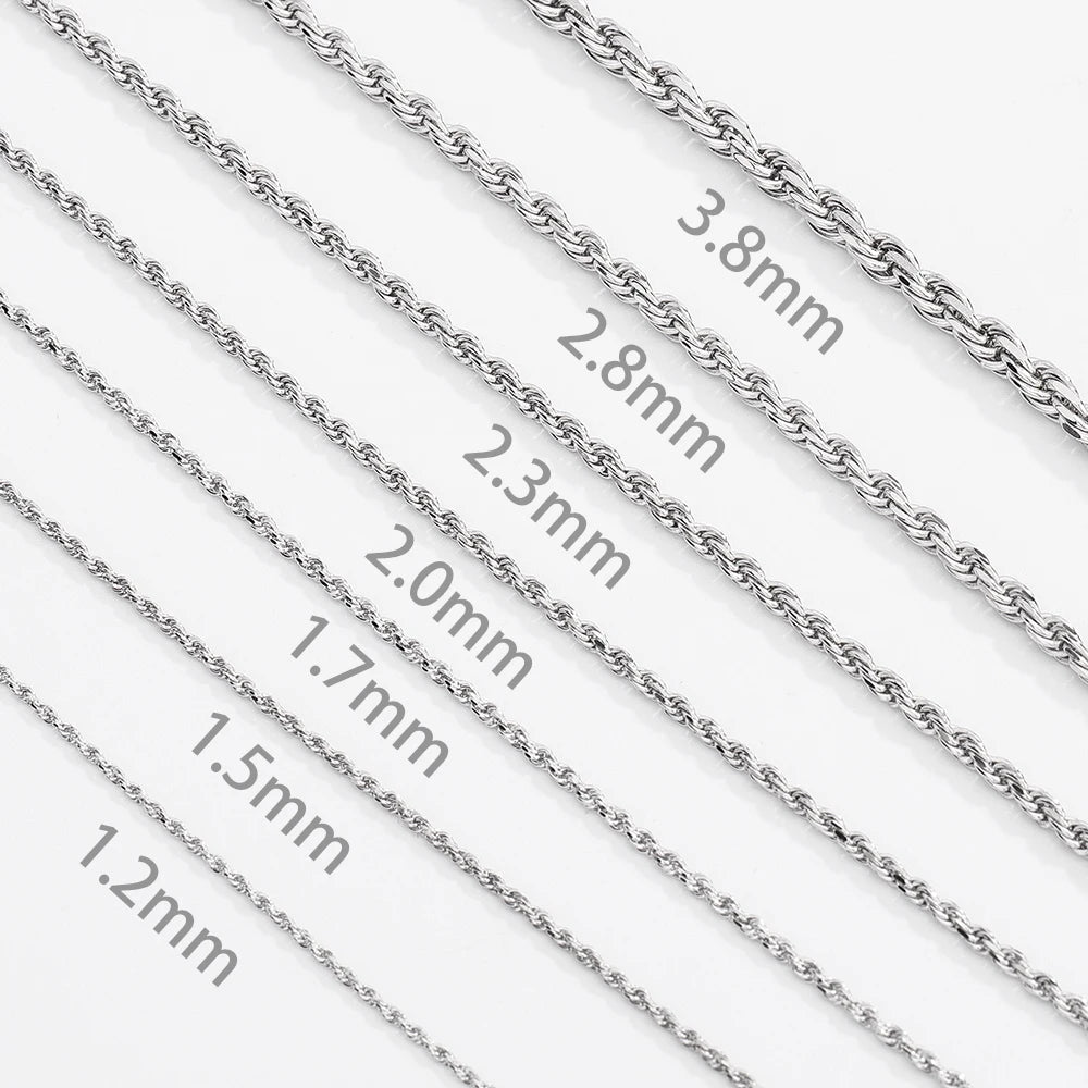 S&S 925 Sterling Silver Diamond Cut Rope Chain Necklace — S&S Collection