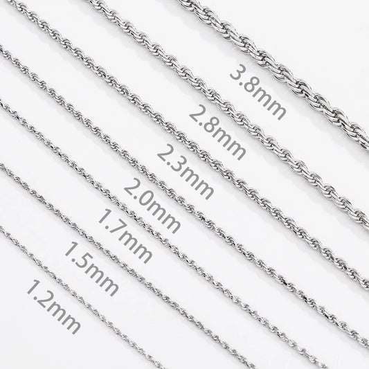 S&S 925 Sterling Silver Diamond Cut Rope Chain Necklace — S&S Collection