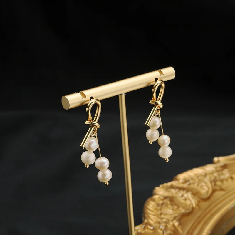 Natural Freshwater White Pearls  Wholesale Fashion Jewelry Earrings Luxury 18k Gold Plating Hoop Earrings