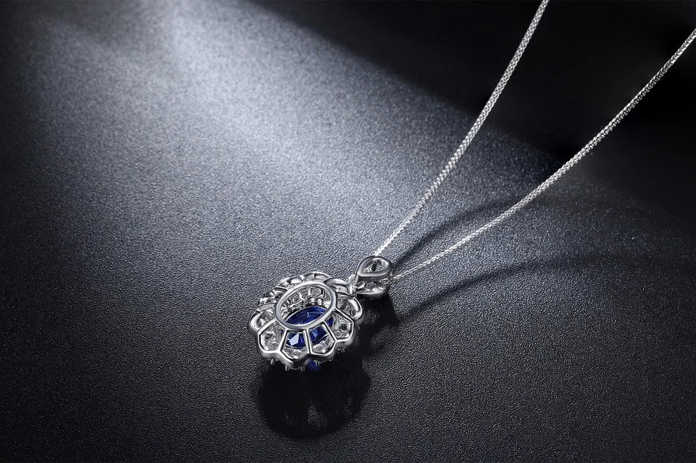 Gemfiori Oval 9*7mm 2.5ct Royal blue Sapphire 18k gold pendant Necklace from Shenzhen custom jewelry manufacturer Wuzhou Gemfiori