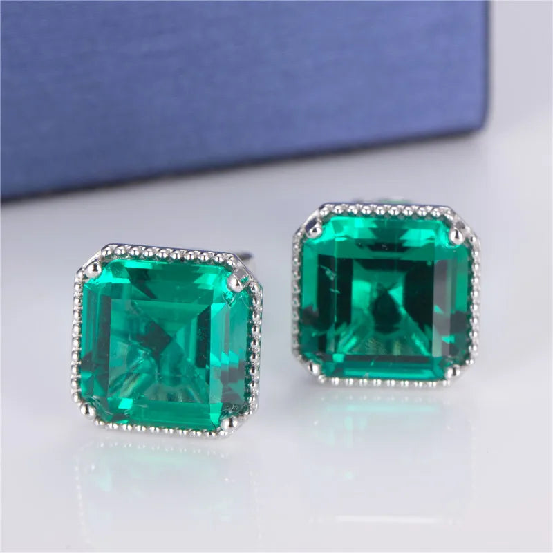 Gemfiori MSE- 515 Create Emerald Jewelry Women Custom Fashion 18K Gold Earring
