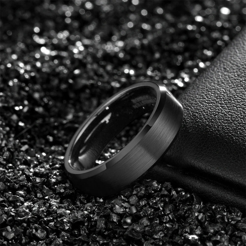 REBEL Black-Plated Brushed Tungsten Carbide Ring