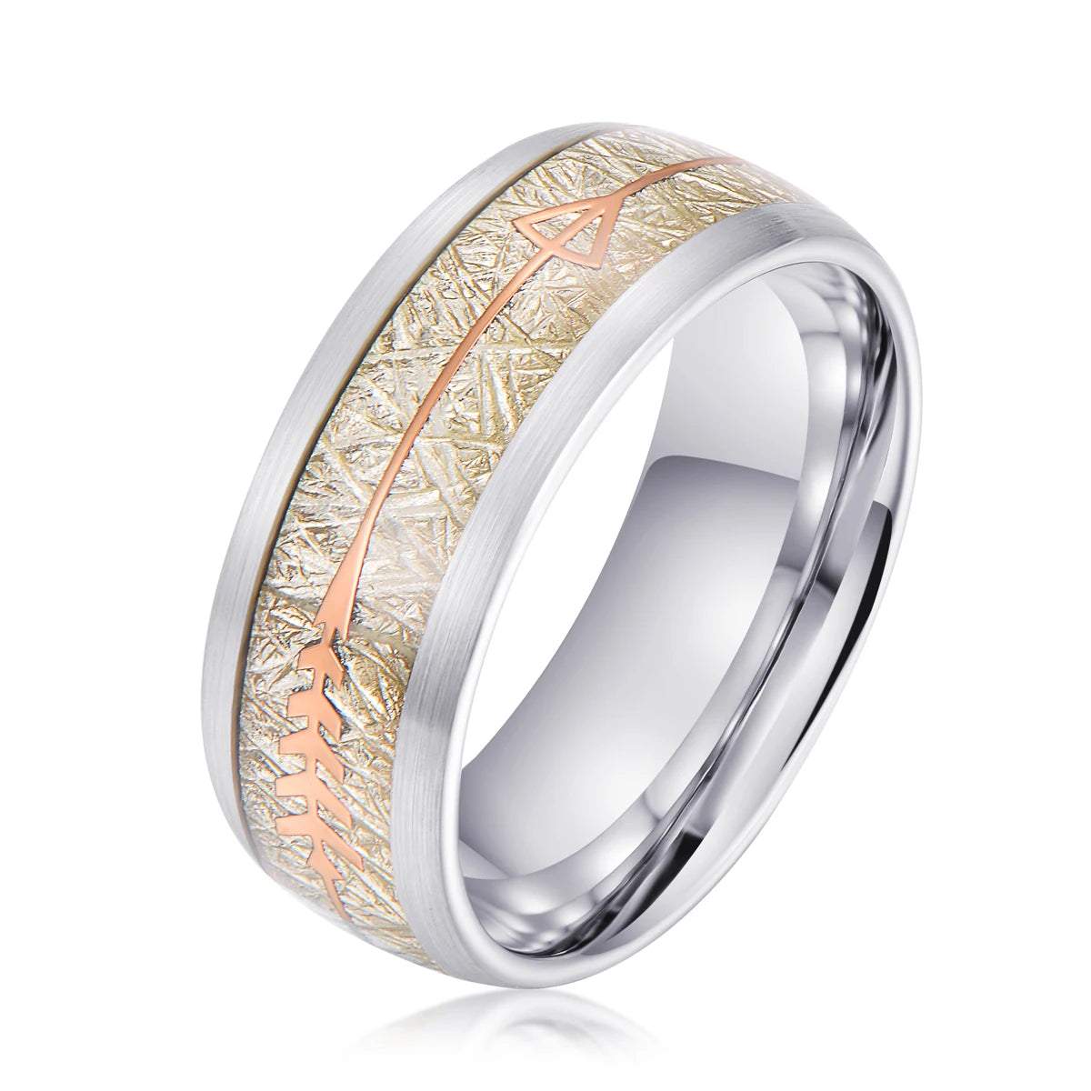 Wholesale Men Jewelry Ring 8mm Arrow Stripe Dome Gift Tungsten Carbide Ring comfort Fit