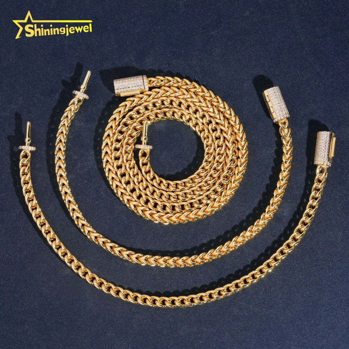 BiG-BOSS Franco Chain 316L Stainless Steel with Moissanite Clasp Gold Plated 4mm Chain Men Hip Hop Necklace Fashion Jewelry