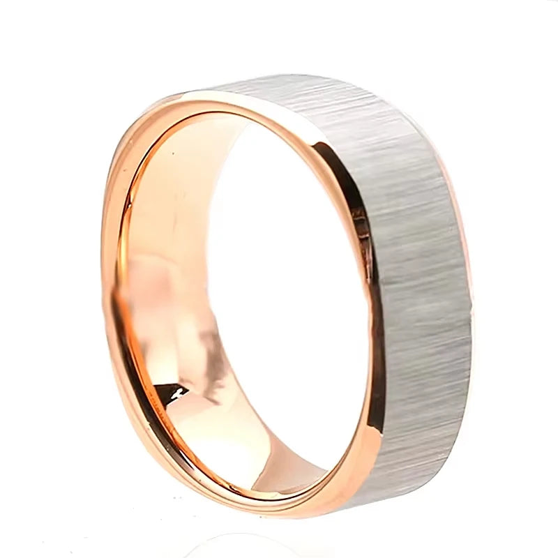 TG 7MM Rose Gold Plated Tungsten Carbide Square Design Wedding Band Ring Simple and Stylish Unisex US Size 6-13