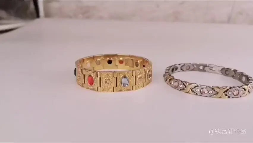 Stainless Steel Germanium Magnet 4-in-1 Energy Bracelet Men's Colored Diamond Titanium Steel Health Bracelet