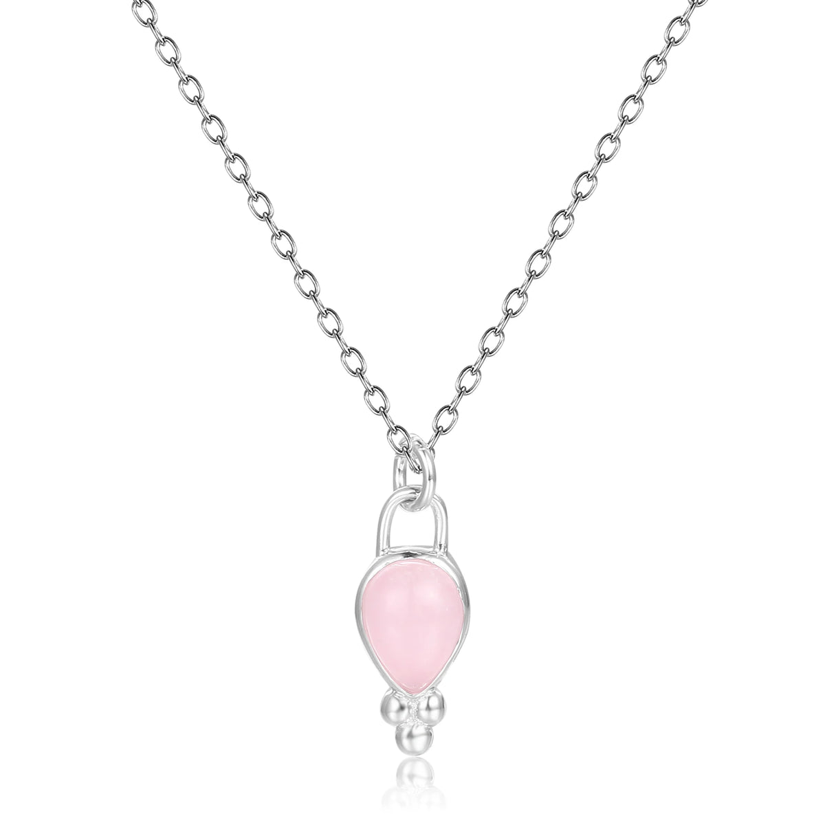 ArtistA OL0875 Abiding Natural Gemstone 925 Sterling Silver Rose Quartz Garnet Pendant Necklace Earring Jewelry Sets for Women Wedding