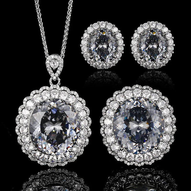 REDheart Flower Shape Zircon Jewelry Set Women's Trendy Gold Plated Copper Alloy for Wedding Engagement Party Gift