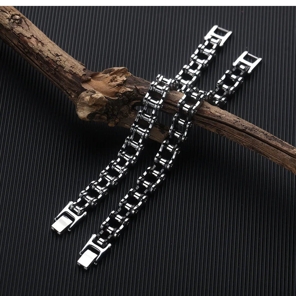 REBEL VIKING Motorcycle Chain Punk Biker Bracelet – Gold, Silver & Two-Tone