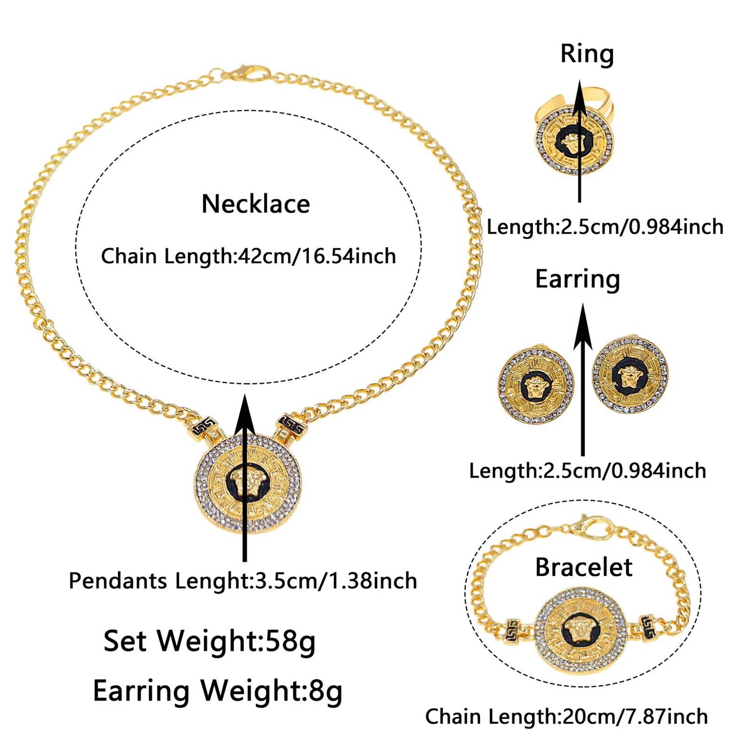 Zhuerrui New Fashion Women's Jewelry Four Sets of High-Quality Earrings Ring Charm Personalized Birthday Gift AccessoriesHM22003