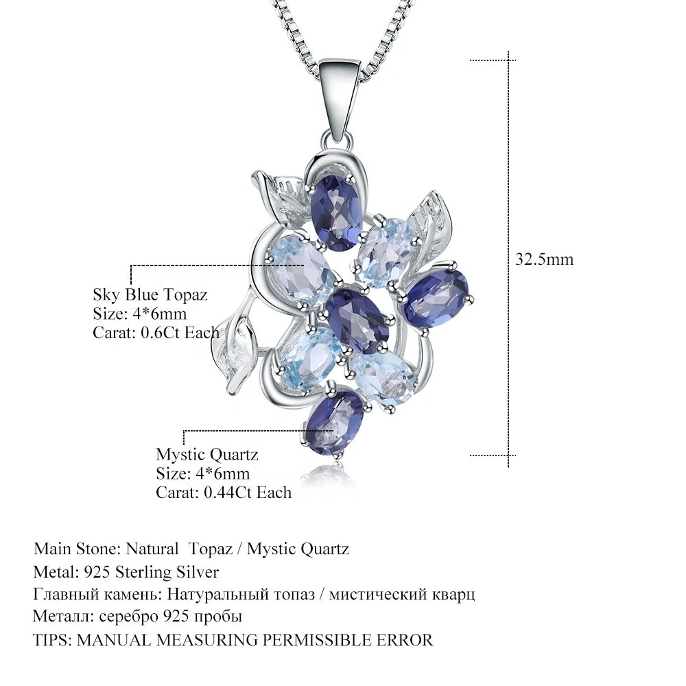 ArtistA A025 Abiding Elegant Custom 925 Silver Natural London Blue Topaz Wedding Earring Necklace Ring Jewelry Set Women Girls